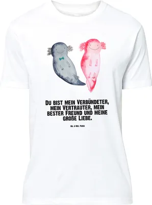 Produktbild von Mr. & Mrs. Panda Größe L T-Shirt Axolotl Freundin - Weiß - Geschenk, Liebe, Lurch, Shirt, Tshirt, Valentinstag, mit Spruch