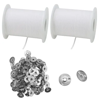 Kerzendocht-Set, 2 Rollen 61 m Baumwolle, 200 Halter