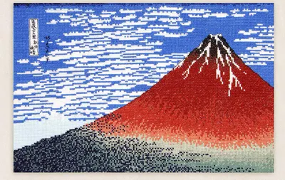 Productafbeelding van DMC Kruisstik set "De Rode Fuji, Katsushika Hokusai", telpatroon, 48x36 cm