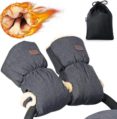 Produktbild von Kinderwagen Handschuhe, Fleece Handmuff für Winter, dunkelgrau, für Kinderwagen