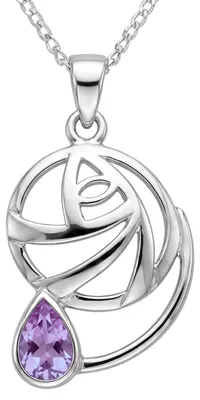 Immagine prodotto di Collana d'argento con ciondolo in ametista, lunghezza 46 cm