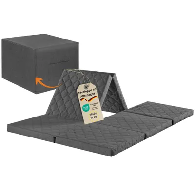 Image de Matelas pliant double, 195 x 140 x 8 cm, matelas d'appoint avec housse, pliable pour servir de pouf, housse lavable, sleepling