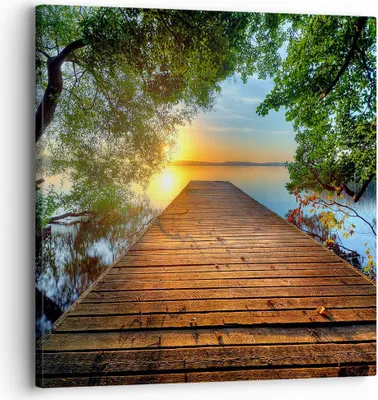 Produktbild von Bild auf Leinwand - Leinwandbild - Brücke See - 30x30cm - Wand Bild - Wanddeko - Wandbilder - Leinwanddruck - Bilder - Kunstdruck - Wanddekoration - Leinwand bilder - Wandkunst - AC30x30-3528