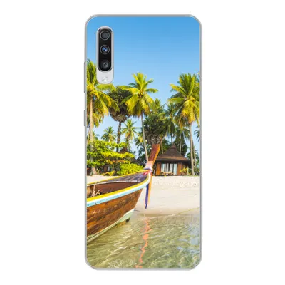 Produktbild von MuchoWow® Handyhülle Schutzhülle Hülle für Samsung Galaxy A70 Strand - Kajak - Sommer Silikon Softcase Handy Hülle - Schutzhaube