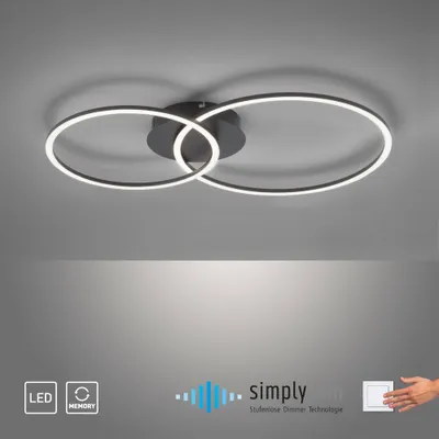 Produktbild von JUST LIGHT LED Deckenleuchte IVANKA Leuchtkreise schwarz Wohnbereich, z.B. Wohnzimmer, Esszimmer, Schlafzimmer, Flur
