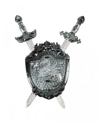 Produktbild von Drachen Schild mit 2 Schwertern 48cm für Fasching & Halloween