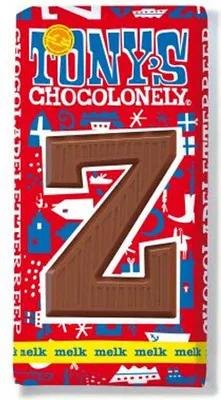 Image de Présentoir de barres de chocolat Tony's Chocolonely en forme de lettres, 60 pièces (alphabet)