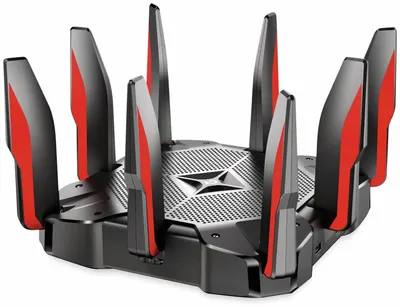 Produktbild von TP-Link Archer C5400X, Wi-Fi 5 (802.11ac), Tri-Band (2,4 GHz / 5 GHz / 5 GHz), Eingebauter Ethernet-Anschluss, Schwarz, Rot, Tabletop-Router
