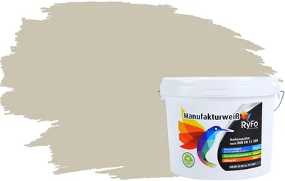 Produktbild von RyFo Colors Bunte Wandfarbe Manufakturweiß Lichtgrau 3l - weitere Grau Farbtöne und Größen erhältlich, Deckkraft Klasse 1, Nassabrieb Klasse 1