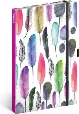 Produktbild von Notizbuch mit Gummiband liniert - Notizblock für Frauen und Mädchen - Tagebuch Journal Notebook für Schule und Arbeit (Federn)