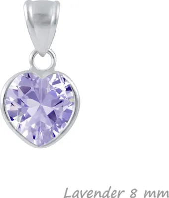 Produktbild von Zirkonia Herz Anhänger 925 Silber mit / ohne Kette für Damen & Kinder Lavender 8 mm ohne Kette