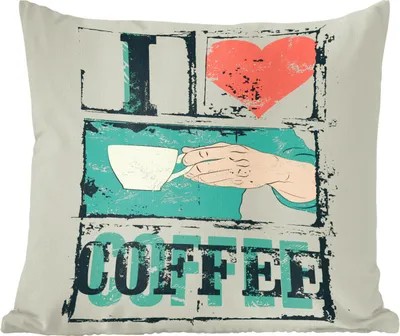 Produktbild von MuchoWow® Zierkissen Sofakissen Wohnzimmer Dekokissen 50x50 cm Kaffee - Zitate - Vintage - Ich liebe Kaffee - Sprichwörter - Komfort - Sofakissen