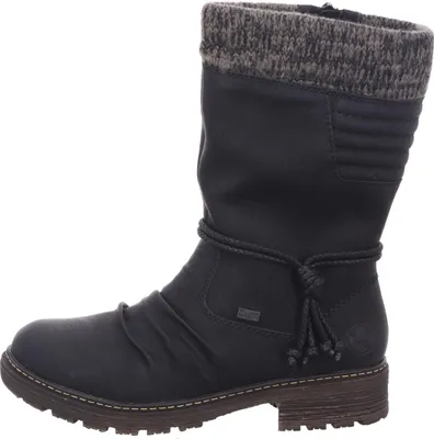 Produktbild von Rieker Damen Stiefel Warmfutter Kordel Winterstiefel Raffung Strick Z4755, Größe:40 EU, Farbe:Schwarz