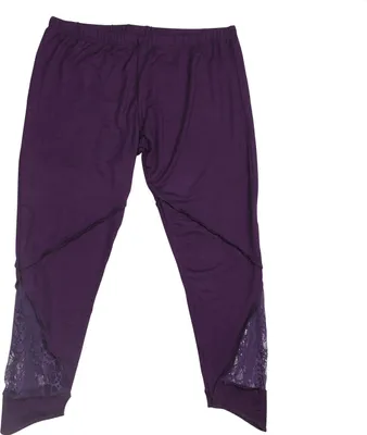 Produktbild von Leggings - 3/4 Capri mit Spitze - lila - one size - Jersey