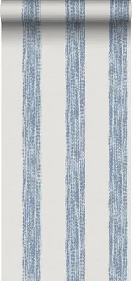 Obrázok produktu pre Sanders & Sanders tapety maľované pruhy modrá a biela 53 cm x 10,05 m