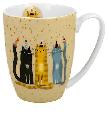 Produktbild von DUO ANIMALS Becher 360 ml CAT'S WORLD - PARTY in Tragetasche, New Bone China Porzellan