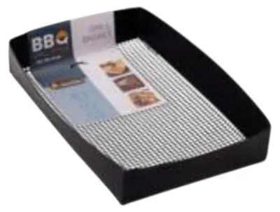 Produktbild von BBQ Grillkorb aus Fiberglas mit PTFE Antihaft, schwarz, 18x28 cm, bis 260°C, 1 Stk.