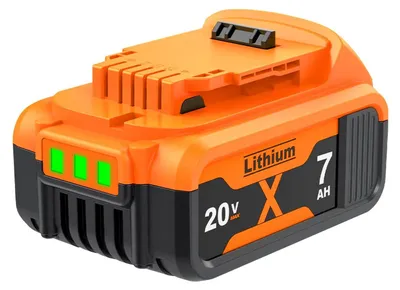 Produktbild von Akku für Elektrowerkzeuge - Ersatzakku DCB200 - 20V Li-Ion - 7000mAh hohe Kapazität - Kompatibel mit DCB205 DCB206 DCB606 DCB609 - Lila