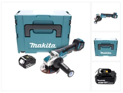 Obrázok produktu pre Akumulátorová uhlová brúska Makita DGA 519 M1J 18 V 125 mm bezkartáčová X-Lock + 1x akumulátor 4,0 Ah + Makpac - bez nabíjačky