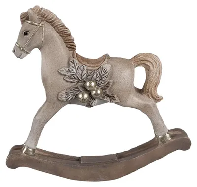 Produktbild von Clayre & Eef Dekorationsfigur Schaukelpferd 17x5x16 cm Beige Polyresin