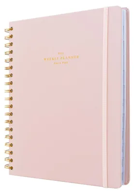 Image de Calendrier 2024-2025, couleur rose poudré, 17 mois, planificateur hebdomadaire, pour l'école