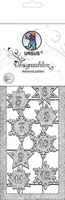 Produktbild von Designzahlen 'Adventszahlen' silber VE=2 Blatt