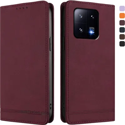 Image de Etui pour Xiaomi 13 Pro, étui rétro en cuirPolyuréthaneavec support et fentes pour cartes Rouge