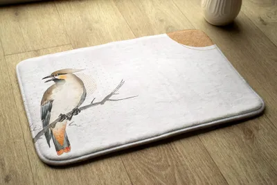 Produktbild von Badteppich Saugfähige - Badezimmer Teppich - Rutschfester Badvorleger Badematte - 75x45 cm - Vogel auf einem Zweig