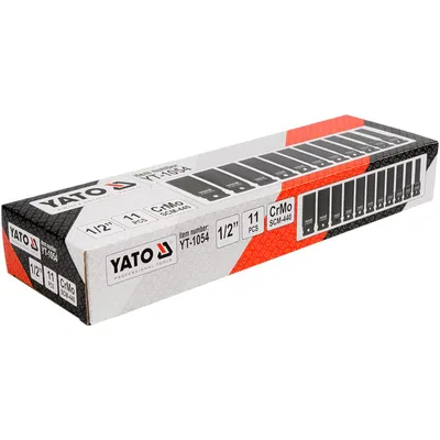 Produktbild von Yato YT-1054, Steckschlüsselsatz, Schwarz, 1/2", Verchromtes Molybdän, 78 mm