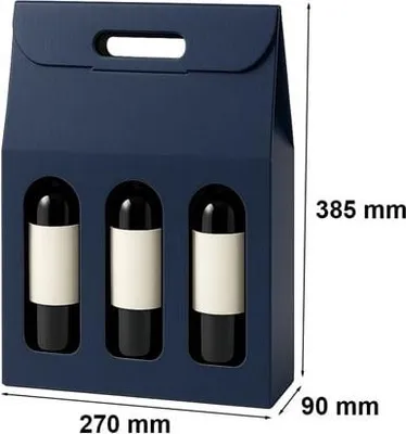 Zdjęcie produktu dla Pudełko Ozdobne Na Prezent K-873 na wino potrójne Niebieskie