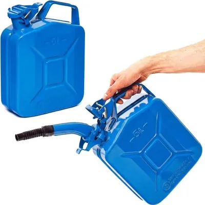 Produktbild von BW® Kraftstoffkanister Metall Benzinkanister 2x 5 Liter mit Ausgießer - Blau RAL 5005 - UN-Zulassung - Hergestellt in Europa
