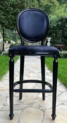 Produktbild von Casa Padrino Barock Barstuhl Schwarz - Prunkvoller Barockstil Massivholz Barhocker mit edlem Samtstoff - Barock Bar Möbel