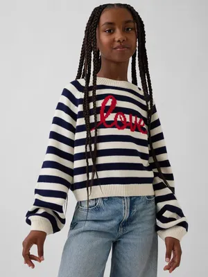 Produktbild von GAP Mädchen Pullover Rundhalsausschnitt Baumwolle XS, lockerer Schnitt, hüftlang