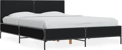 Produktbild von Design Bettgestell Schwarz 135x190 cm Holzwerkstoff und Metall, Klassische Betten 2024 Neu