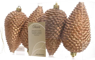 Produktbild von Christbaumschmuck Zapfen bruchfest Ø 7 cm H 12 cm 4 Stück braun