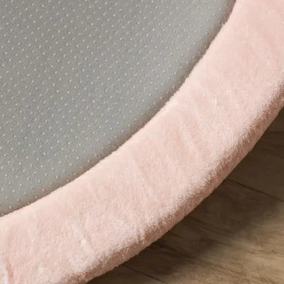 Produktbild von Litlle Olly - Waschbare Spielmatte Rund - Flo Rosa - Ø 120cm - Kinderzimmer, Babyzimmer