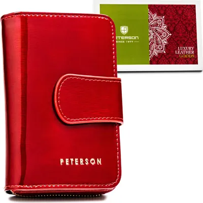 Obrázek produktu pro Peterson dámská peněženka červená z lakované přírodní kůže RFID 12,5x8,5 cm