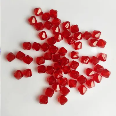 Produktbild von Doppelkegel Bicone 60 Stück Acryl Perlen Kristall Lose Perlen mit Loch , 8 mm 60 Stück, Rot, Dunkelrot