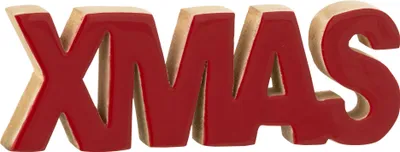 Produktbild von J-Line Xmas Gltizend Mango-Holz Weihnachtsrot/Naturell