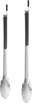 Produktbild von Küchenzangen-Set aus Edelstahl, 2er-Set – 23 cm und 30 cm, Lebensmittelzange aus Metall mit Verriegelung, rutschfester Griff