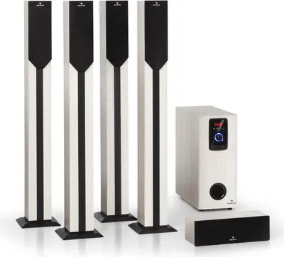 Produktbild von auna Areal Elegance 5.1-Kanal-Surround-System , Heimkinosystem , Leistung: 190 Watt RMS , 5" Subwoofer , 5 x Satelliten-Lautsprecher (3"+5") , Bluetooth-Funktion , USB -/SD-Port , AUX-Eingang , 2 x Mikrofon Eingang , LED-Display , inkl. Fernbedienung