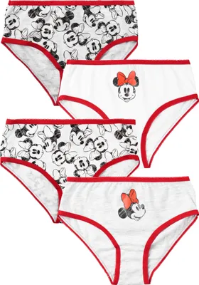 Produktbild von Disney Minnie Mouse Panty für Mädchen - Kinder Unterhose Slip Unterwäsche Weiß/Grau (4er Pack) 122-128