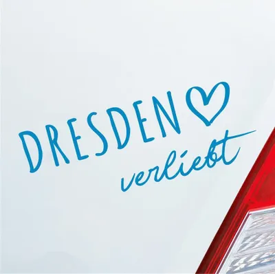 Produktbild von Auto Aufkleber Dresden verliebt Herz Stadt Heimat Liebe Car 19x7 cm Hellblau Sticker Heckscheibenaufkleber