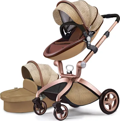 Produktbild von Hot Mom Klassik 2 in 1 Kinderwagen,Kombikinderwagen mit Alu-Rahmen/Voll-Gummireifen/Regenschutz/Mosquitonetz Modell F22 (Croco-2in1) 2025 Style