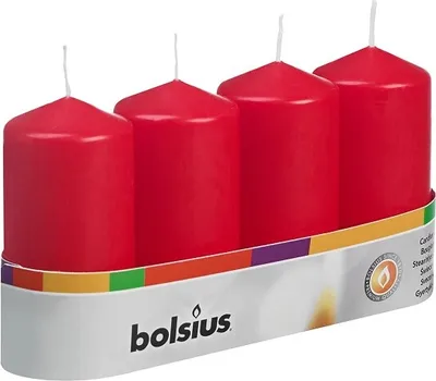 Produktbild von Bolsius Stumpenkerzen rot 100/48mm 4er