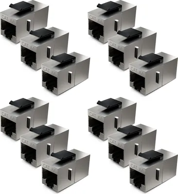 Produktbild von deleyCON 12x CAT6a Keystone Modul Patchkabel Kupplung Verbinder Geschirmt 2x RJ45 Buchse Netzwerk Patchpanel Keystonehalterung Erweiterung