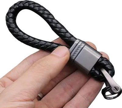 Produktbild von Auto-Schlüsselanhänger, handgewebt, Kunstleder, geflochtenes Seil, Karabinerhaken, Legierung, für Herren und Damen, Taillenschlüsselhalter, Ring für den Alltag-D