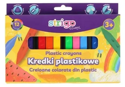Produktbild von Dreieckige Plastikfarbstifte, 12 Farben, STRIGO