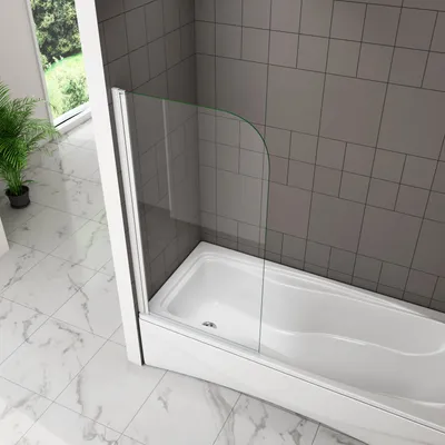 Produktbild von AICA Weiß Badewannenaufsatz 80cmx140cm Faltwand Duschwand Badewannenfaltwand 6mm ESG-glas Badewanne Duschabtrennung