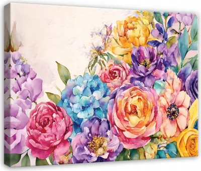 Produktbild von Leinwandbild Blumen Abstrakt Modern - 60x40 cm - Wandbilder Wohnzimmer Schlafzimmer - Leinwand Leinwandbild Bunt - PP16147O4